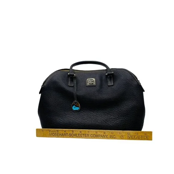 Vintage Dooney & Bourke Embossed Pebbled Leather Satchel Large Black With Should - Picture 5 of 11